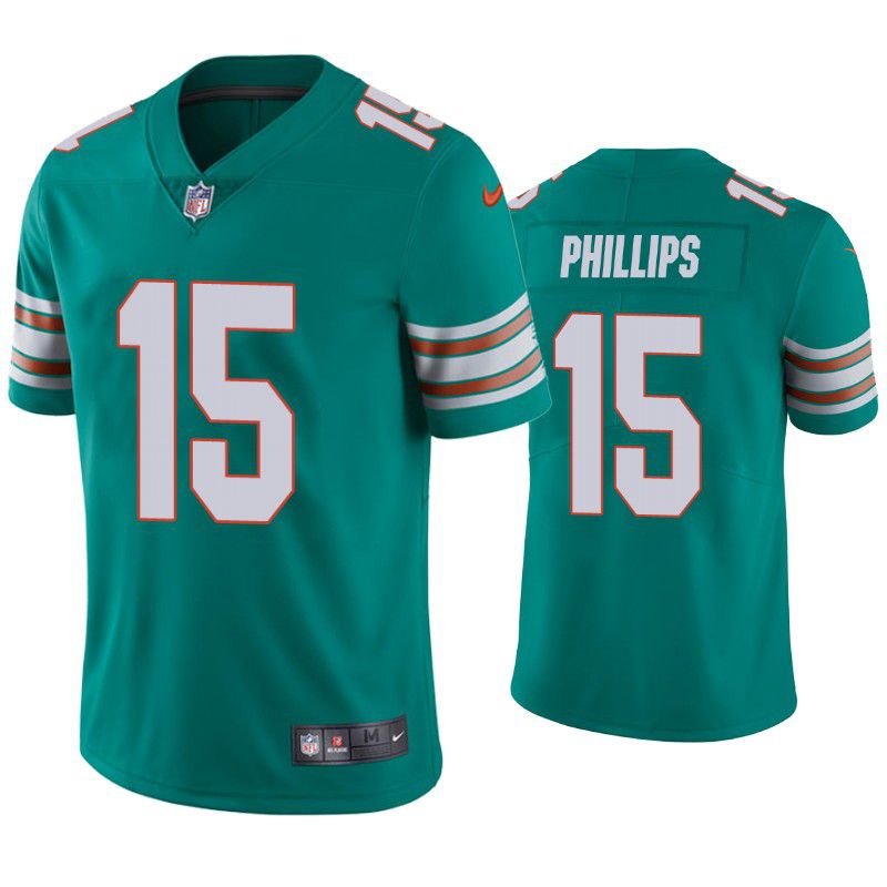 Men Miami Dolphins 15 Jaelan Phillips Nike Green Limited NFL Jersey